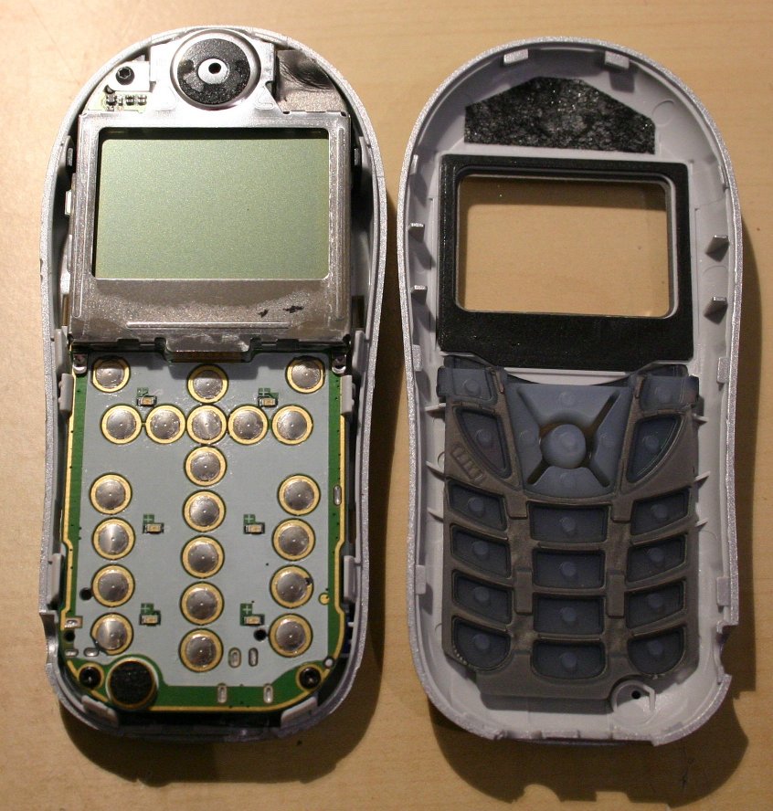 c115 back side of front cover and front side of pcb (keypad, lcm)